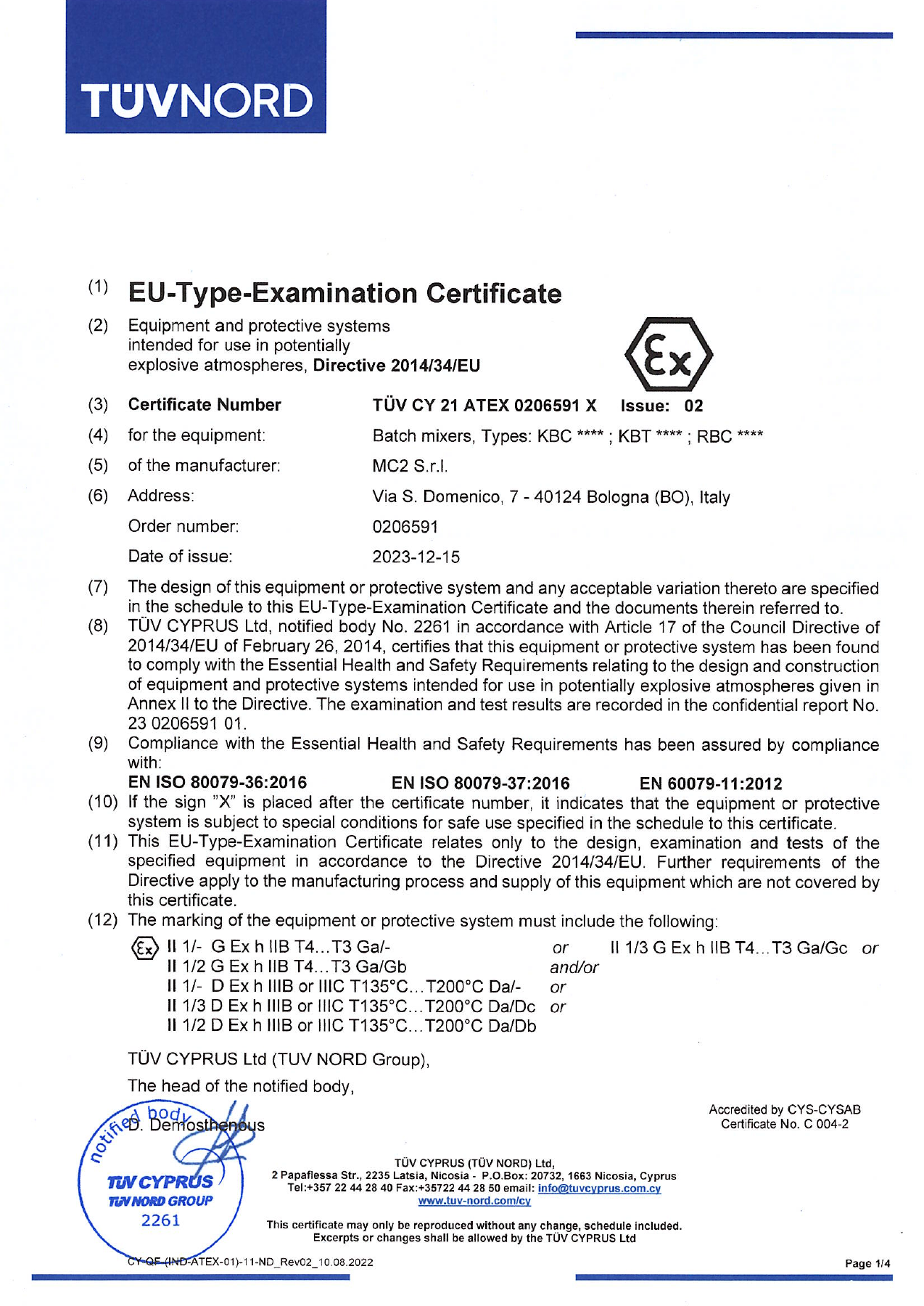 Certificato ATEX